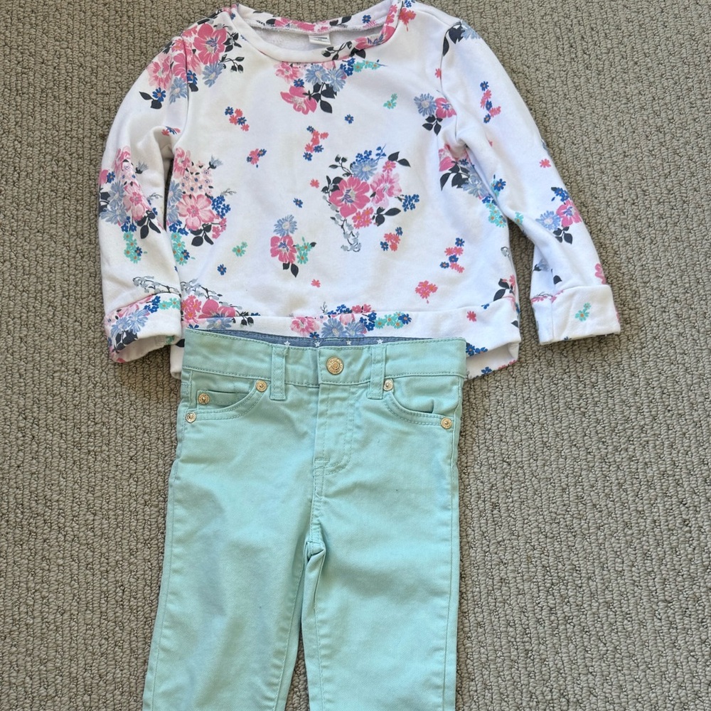 7 for all mankind - Kids Mint Jeans with Old Navy Sweatshirt